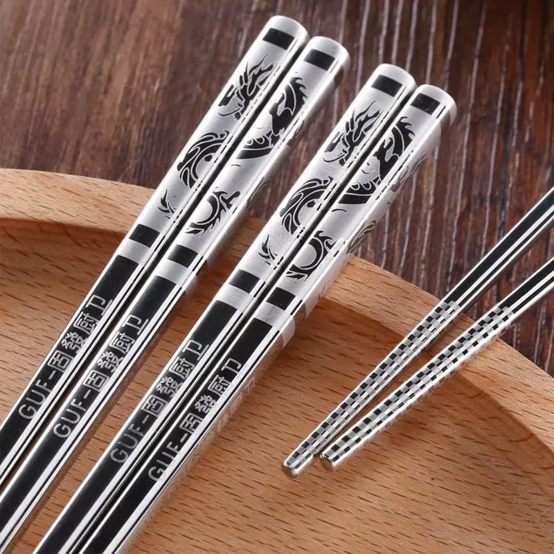 

2023NEW Chinese style Chopsticks Stainless Steel Tableware Portable Reusable dining room Kitchen Gadget 1Pair Length 23cm