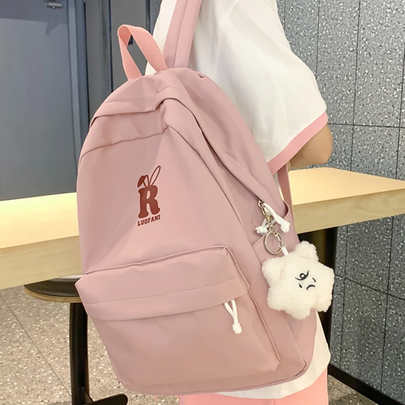 

Female Harajuku Nylon Bag Kawaii Teenage Girls College Student Backpack Solid Color Fashion School Bag Book Women Cute Backpacks