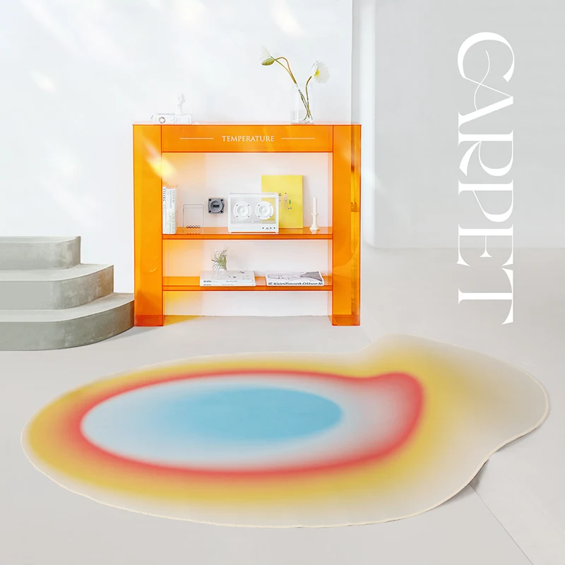 

Modern Fashion Living Room Large Area Carpet Oval Minimalist Art Gradient Color Girl Bedroom Rug Coffee Table Mat New Home Decor