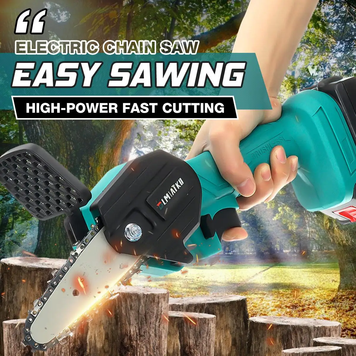 

4In Mini Cordless Rechargeable Electric Chainsaw One-Hand Chain Saws Woodworking Cutting Tool W/ 1 or 2pcsch Pruning Cutter