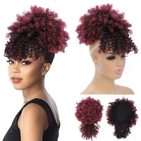 beyond synthetic drawstring high puff afro kinky curly ponytail with bangs hairpiece short wrap ponytail hair extensions
