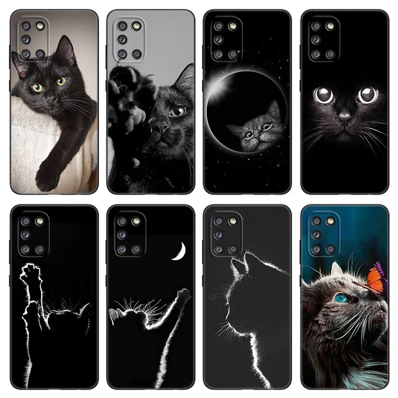 Black Cat Staring Eye Phone Case For Samsung Galaxy A01 A03 Core A02 A10 A20 S A20E A30 A40 A41 A5 A6 A8 Plus A7 A9 2018 Cover