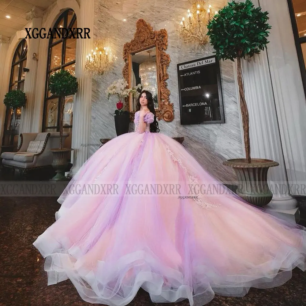 Новое розовое платье Quinceanrea 2024 Пышная юбка Милая для мероприятий особенное милое