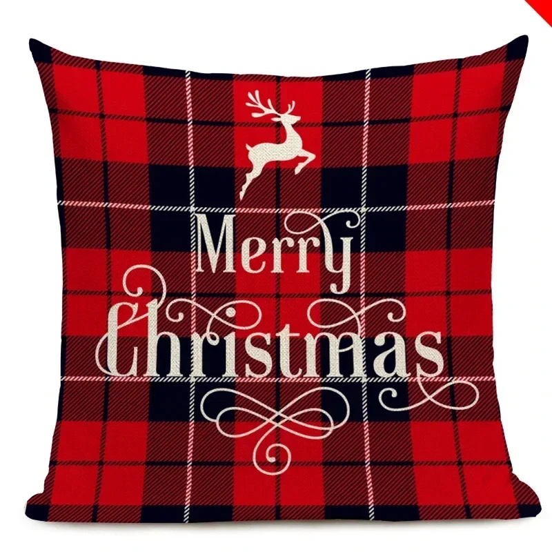 Льняная Рождественская наволочка для подушки грузовик дерево олень