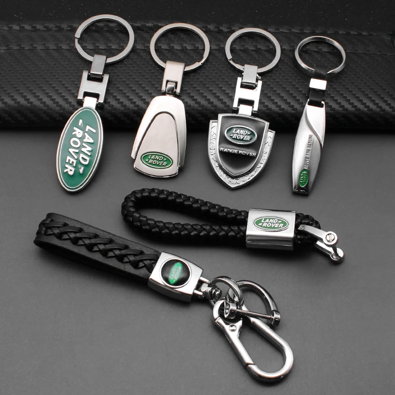 

3D Metal+Leather Car Styling Keychain Key Chain Ring Accessori For Land Rover Freelander Defender Range Rover Discovery Santana