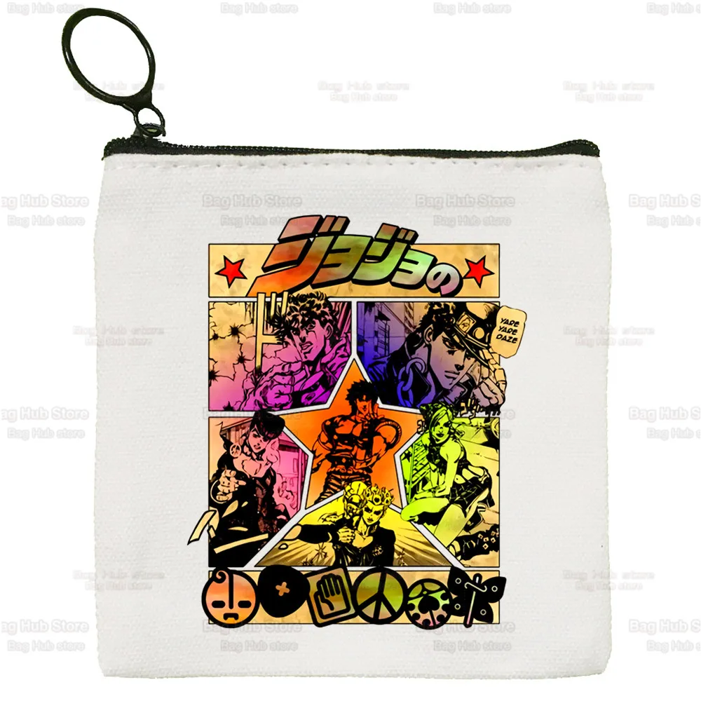 JOJO's Bizarre Adventure Cute Mini Coin Purse Canvas Student Wallet Kujo Jotaro JOJO Coin Case Zipper Hand Female Key Case