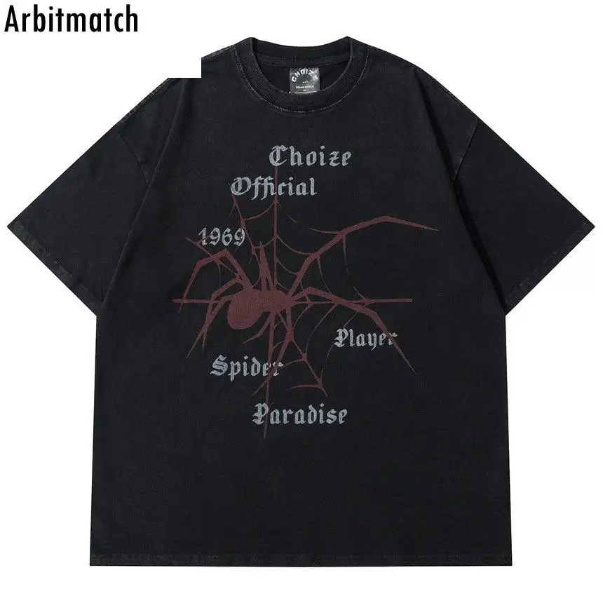 

Футболка в стиле хип-хоп для мужчин и женщин, уличная одежда в стиле Харадзюку с принтом паутины, топы из чистого хлопка с надписью, Повседневная Свободная рубашка с коротким рукавом