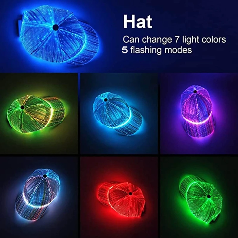 

Fashion Fiber-Optic Cap LED Glowing Hat for Nightclub Cool Baseball Cap Adult