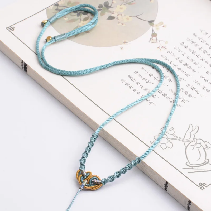 Hand-Woven Necklace Rope Pendant Lanyard Line Hetian Jade Lanyard Retro Fashion Jewelry DIY Jade Hanging Neck Rope Accessories