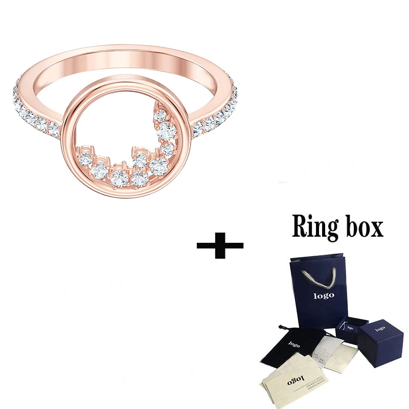 

2019 Fashion New High Quality Ring Pattern Rose Gold Round Exquisite Crystal Female Romantic Gift Engagement