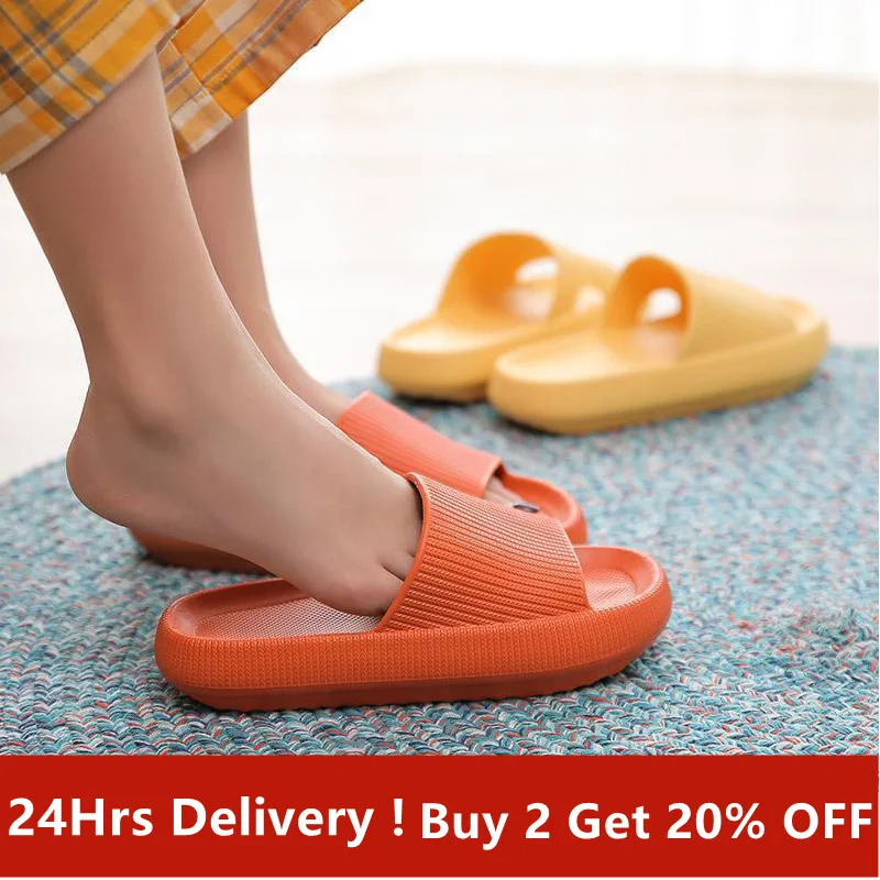 

Summer Slippers Women Thick Platform Slipper Beach Eva Soft Sole Slide Sandals Leisure Men Ladies Indoor Bathroom Antislip Shoes