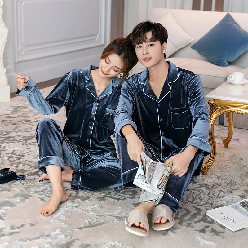 Men's Pajamas Set Korean Pajamas Velvet Men Pajama Set Home Clothes Autumn Winter Sleepwear