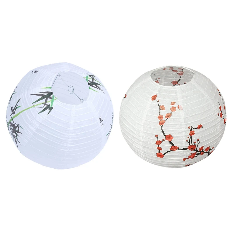 

2 Pcs 30Cm Lamp Shade Paper Lantern Oriental Style Light Decoration Plum Blossom