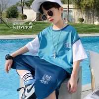 2022 new summer big boys clothing set casual sports breathable quick drying t shirt pants 2pcs suit kids clothes 4 14 years