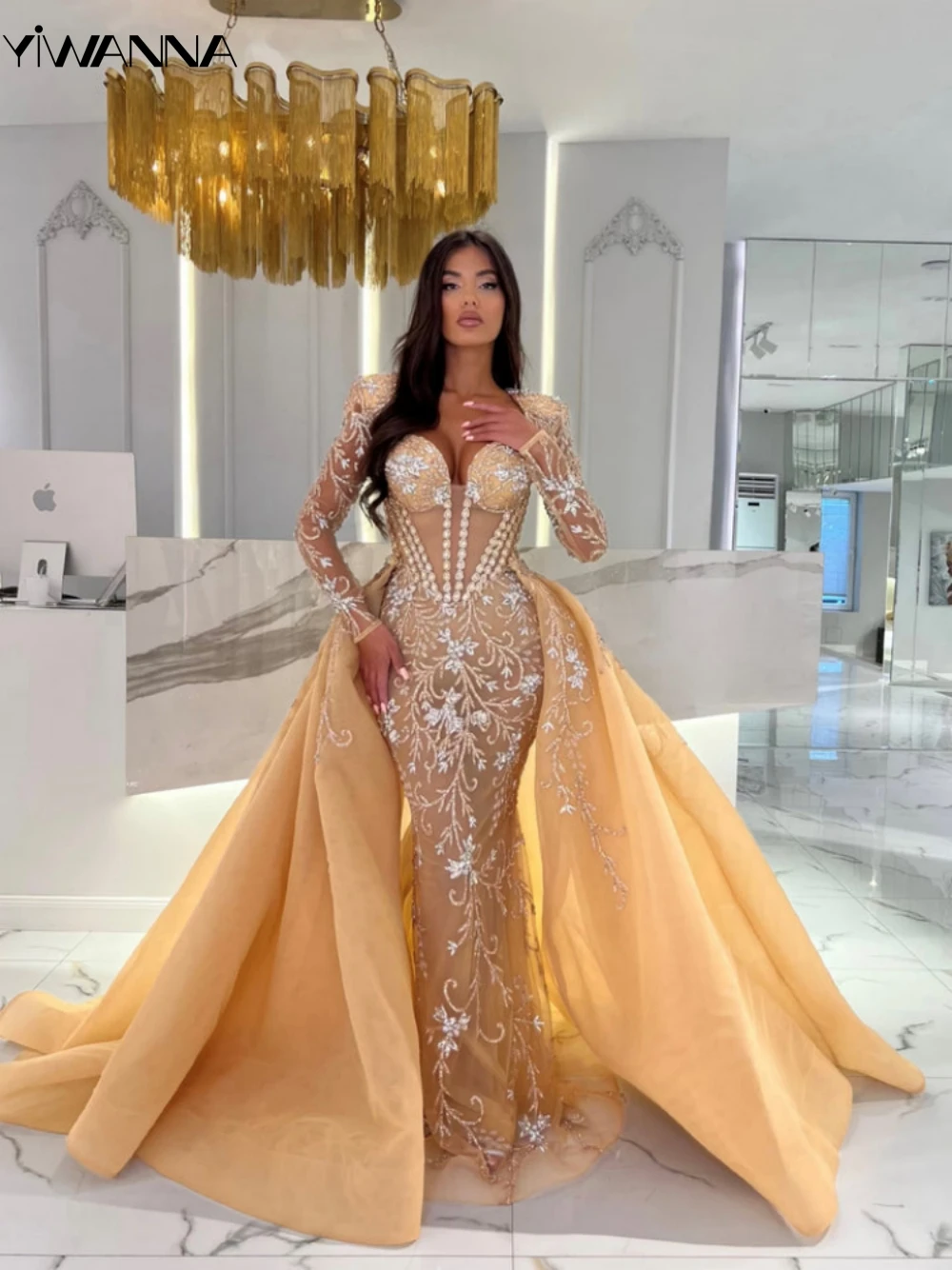 

Romantic Sweetheart Neck Wedding Dress Sparkly Crystal Beads Bride Robe Luxury A-line Long Bridal Gown Robe De Mariée