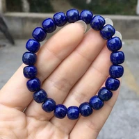 natural blue lapis lazuli gemstone bracelet 98 5mm women men stretch barrel beads blue lapis bracelet jewelry aaaaa