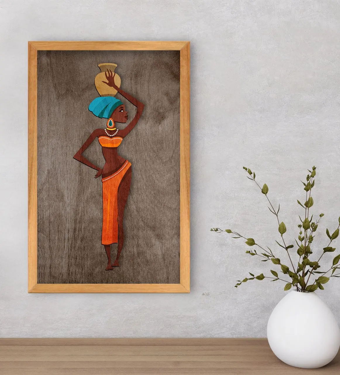 

BK Home African Woman Decorative Retro Wood Tablo-2