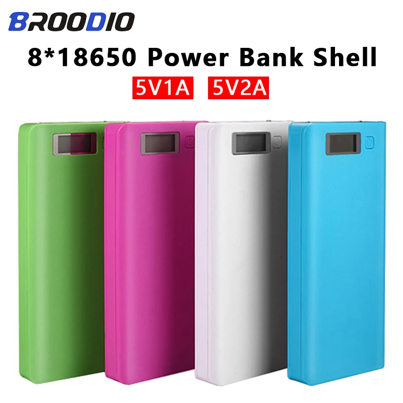 

8PCS 18650 Batteries DIY 8*18650 Battery Storage Boxes DIY Mobile Power Bank Shell Dual USB For Phones Charging Power Bank Case