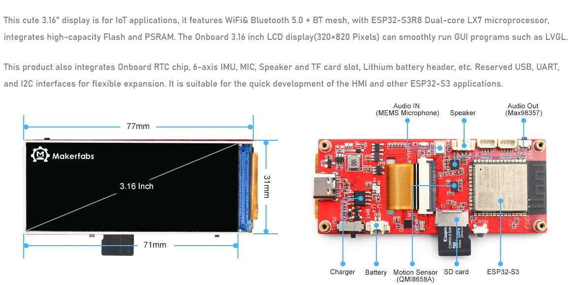 2026 MaTouch ESP32-S3 Parallel TFT 3.16-дюймовый дисплей ST7701S, инструменты для разработки, платы-адаптеры (art.: 3920dbb140203) - 3920dbb140203
