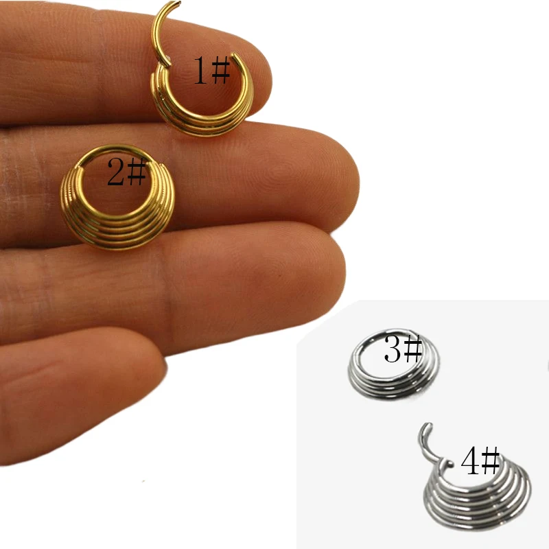 

Stainless Steel Piercing Septum Five-Layer Nose Ring Daith Helix Closed Ring Cartilage Earring Piercing Clicker Body Jewelry 16G