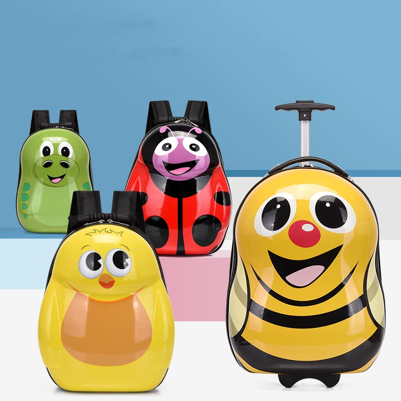Kids travel suitcase on wheels 18'' children trolley luggage bag Cartoon luggage set Cute carry on Cabin suitcase backpack girls