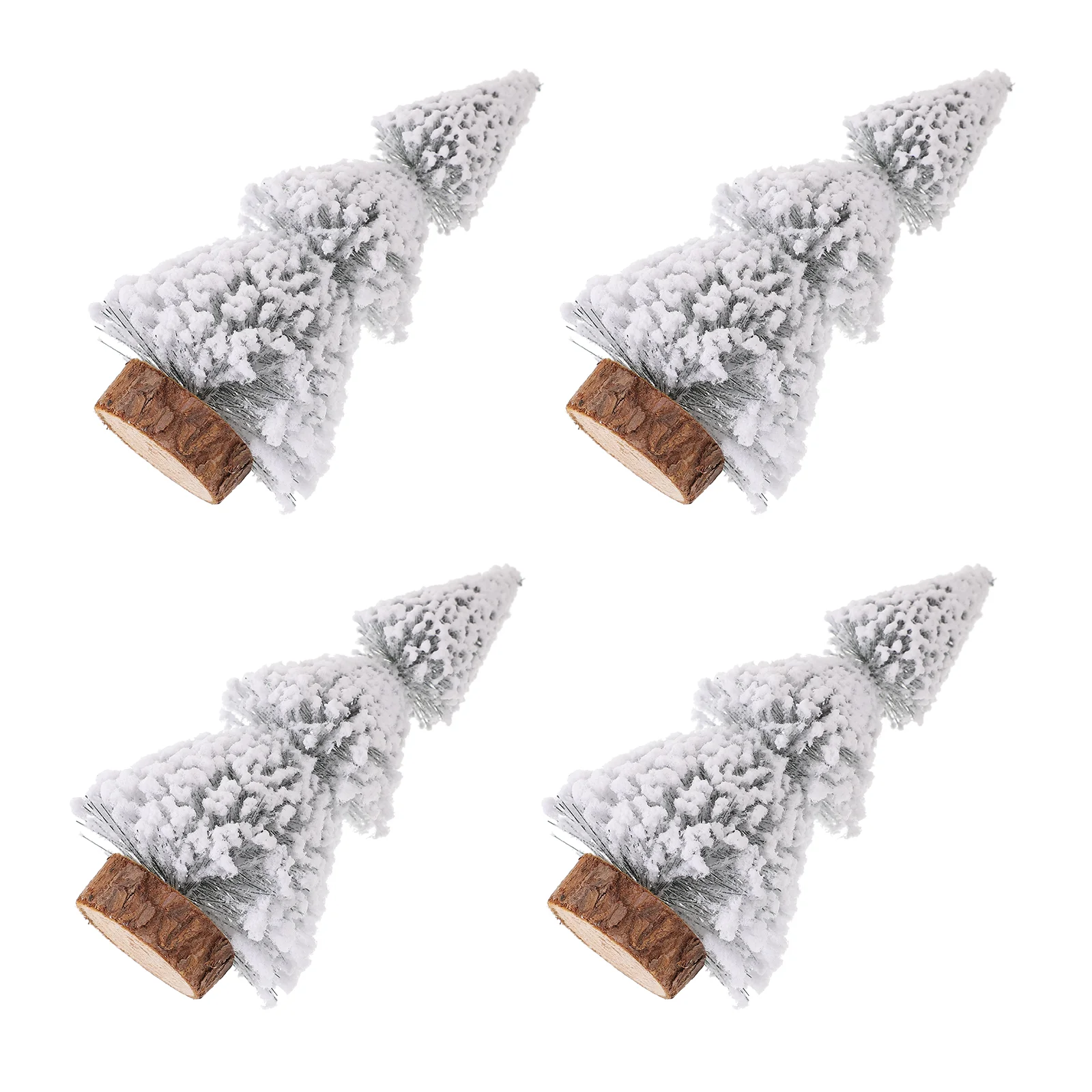 

4Pcs Desktop Miniature Christmas Trees Pine Tree with Snow Holiday Party Home Tabletop Decor