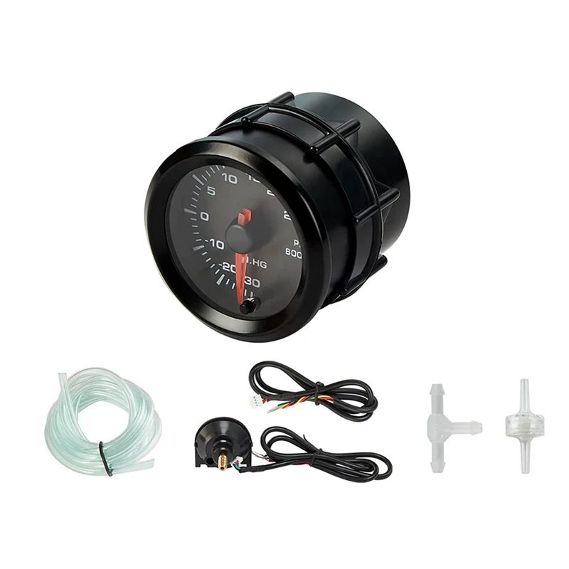 

Turbo Boost Vacuum Gauge Kit, 7 Color 30 Psi 12V Auto Turbo Boost Meter Gauge with Black Dial for Car Truck,2-1/16 inch