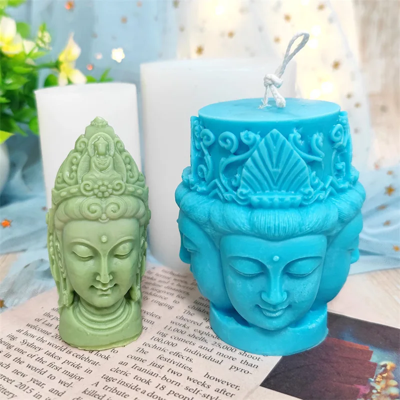 

Силиконовая форма для свечи, сделай сам, четырехсторонняя форма для изготовления свечей Будды, смоляная форма для мыла, подарки, рукоделие