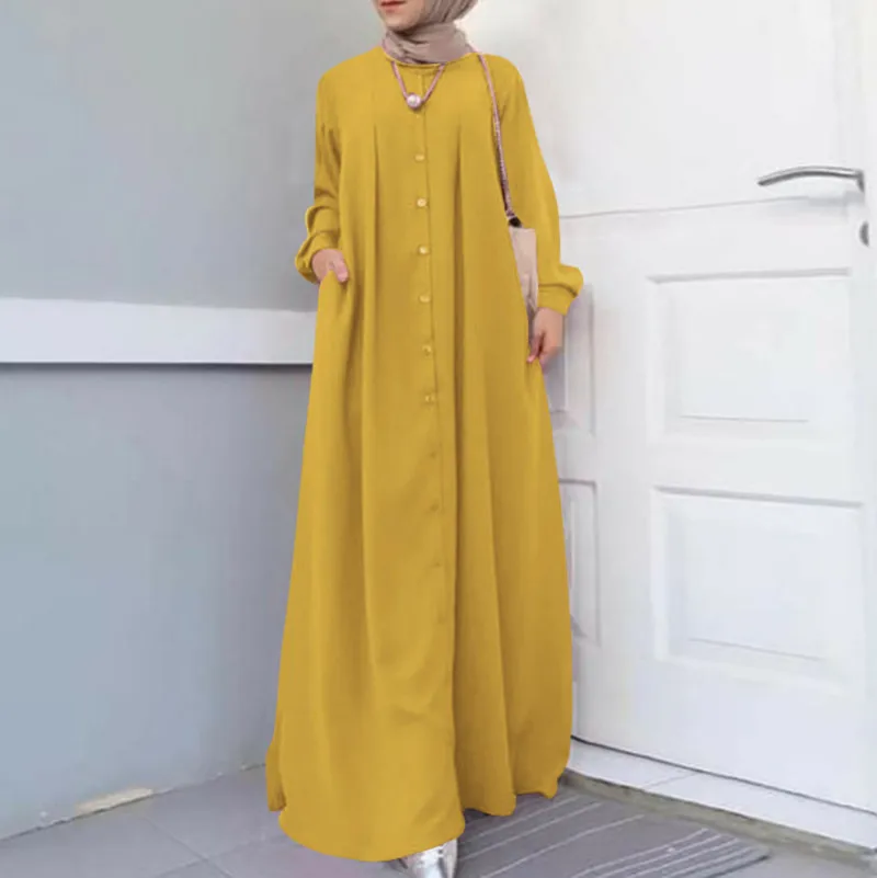 

Eid Ramadan Muslim Robe For Women Turkey Arab Abaya Simple Solid Loose Long Dresses Middle East Islam Femme Casual Kaftans