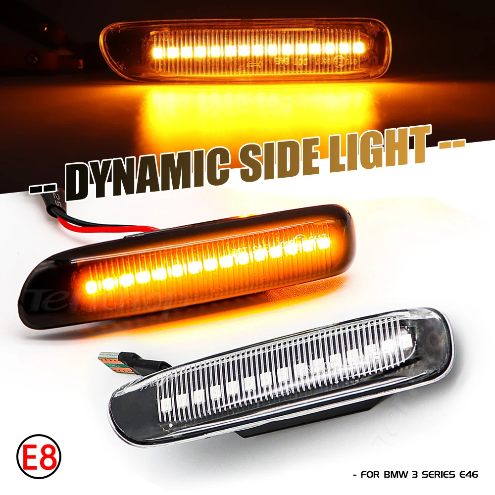Dynamic LED Side Marker Turn Signal Lights Indicator Amber Repeater Car Lights For BMW E46 3 Series Limo Coupe Compact Cabriolet