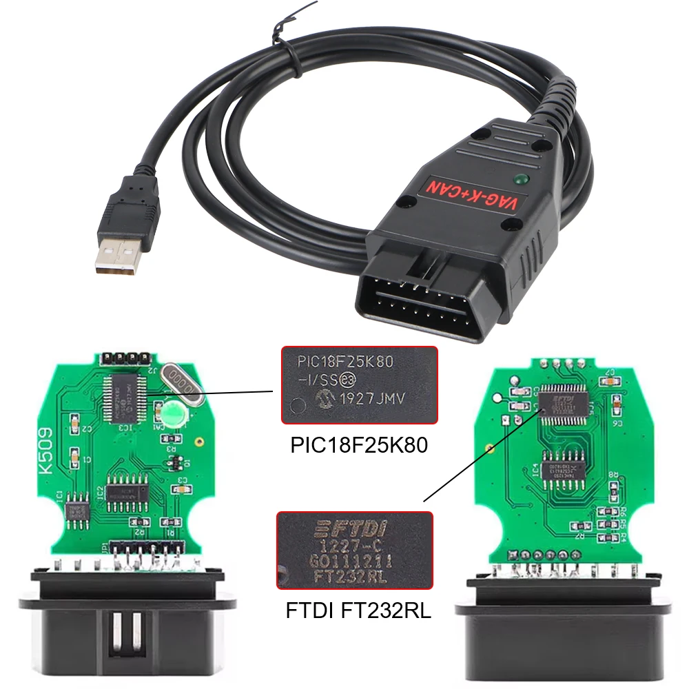 OBDII сканер для VW/AUDI Commander 1 4 с FT232RL PIC18F25K80 кабель микросхемой OBD2 диагностические