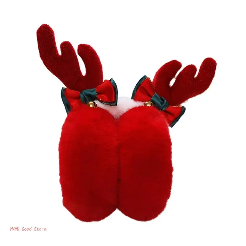 

Winter Antler Ear Muffs For Winter Cute Christmas Buckhorn EarMuffs Reindeer Earmuff For Kids Foldable Earmuffs Fleece