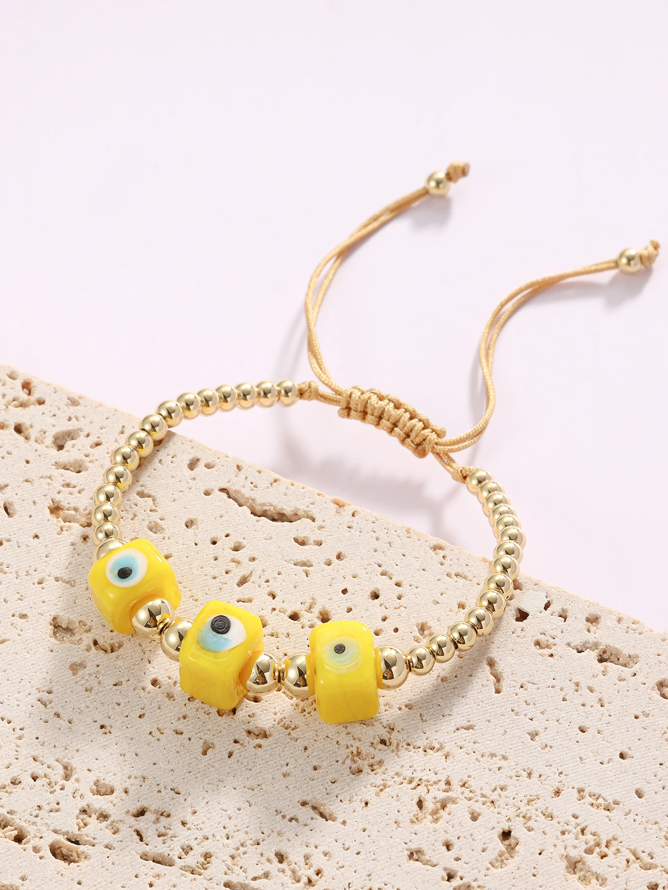 Bohemian Fashion Colorful Three Layer Rice Bead Bracelet Devil's Eye Adjustable Beaded Original Women's Bracelet