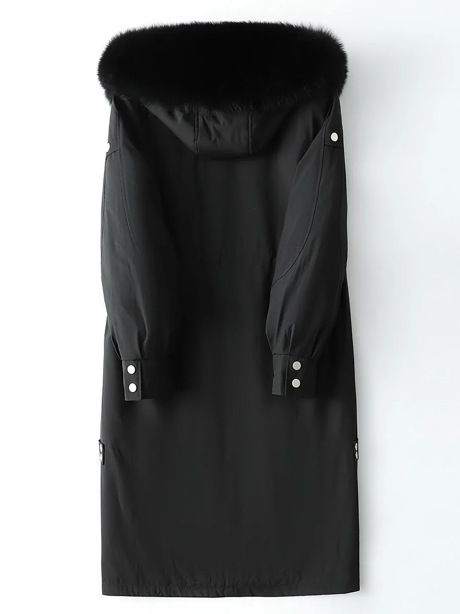 Fox Fur Collar Parker Mid-length Hooded 2022 Winter New Rabbit Fur Inner Bile Fur Coat for Woman