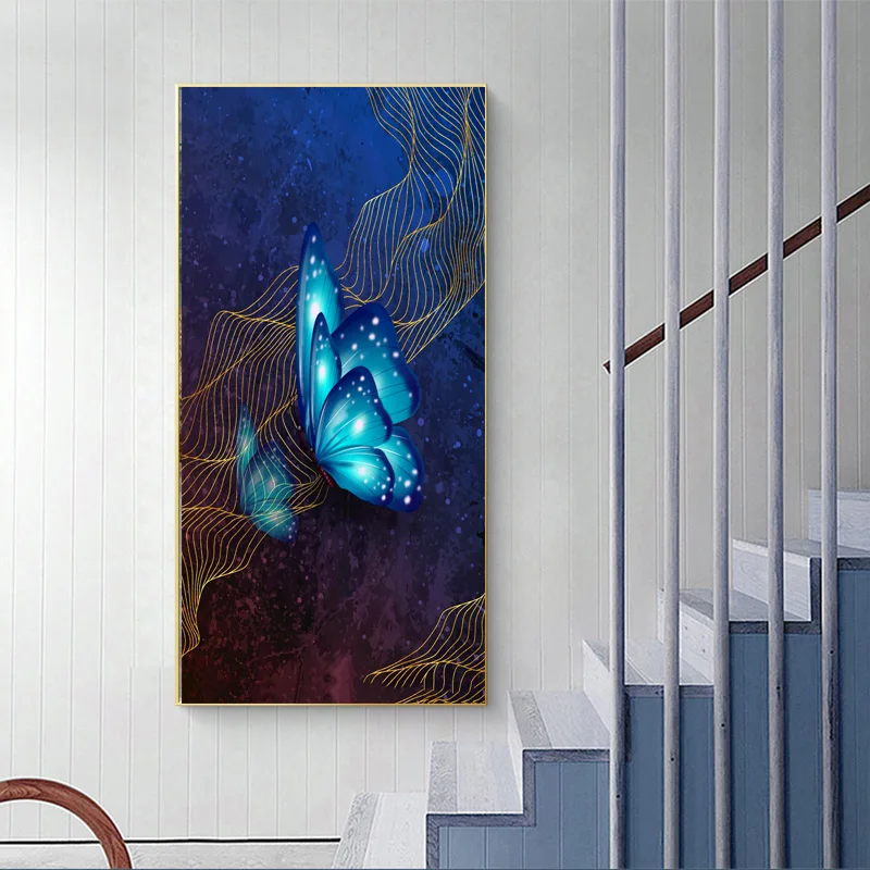 Современный роскошный фон в скандинавском стиле с бабочками для гостиной, дивана, входной стены без рамки