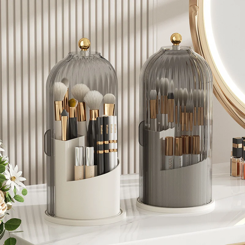 

360 Rotating Makeup Brush Holder With Lid Luxury Cosmetic Organizer Lipstick Eyebrow Pencil Holder Eye Shadow Storage Box