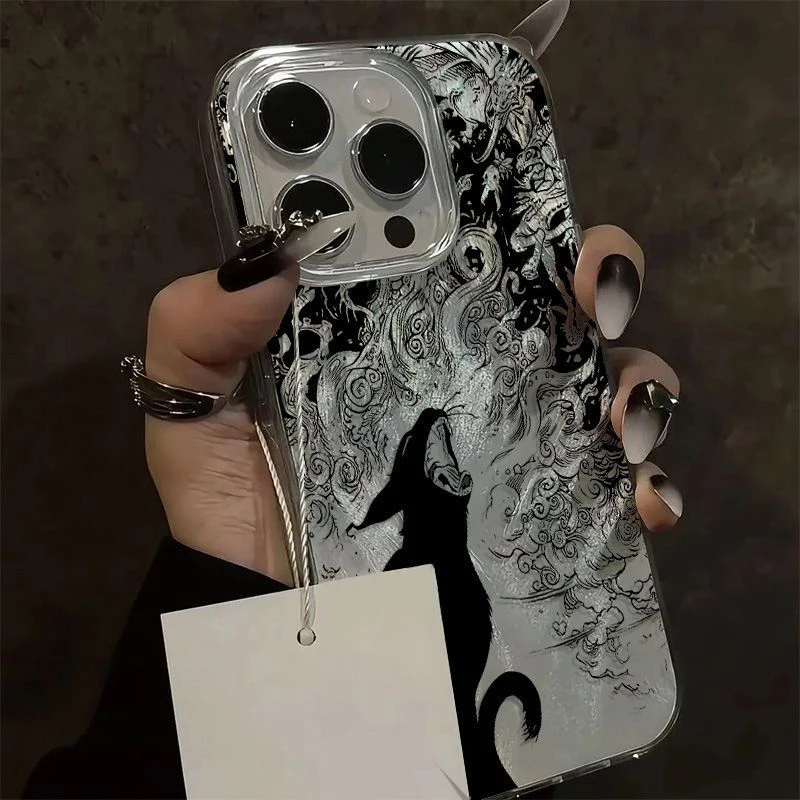 Фото Чехол для телефона с рисунком Black Cat Roars для Oppo Realme C71 C75 C65 C63 C67 C55 C53 16 15 15T 14 13 12 Pro Plus 4G 5G, текстурированный чехол №1