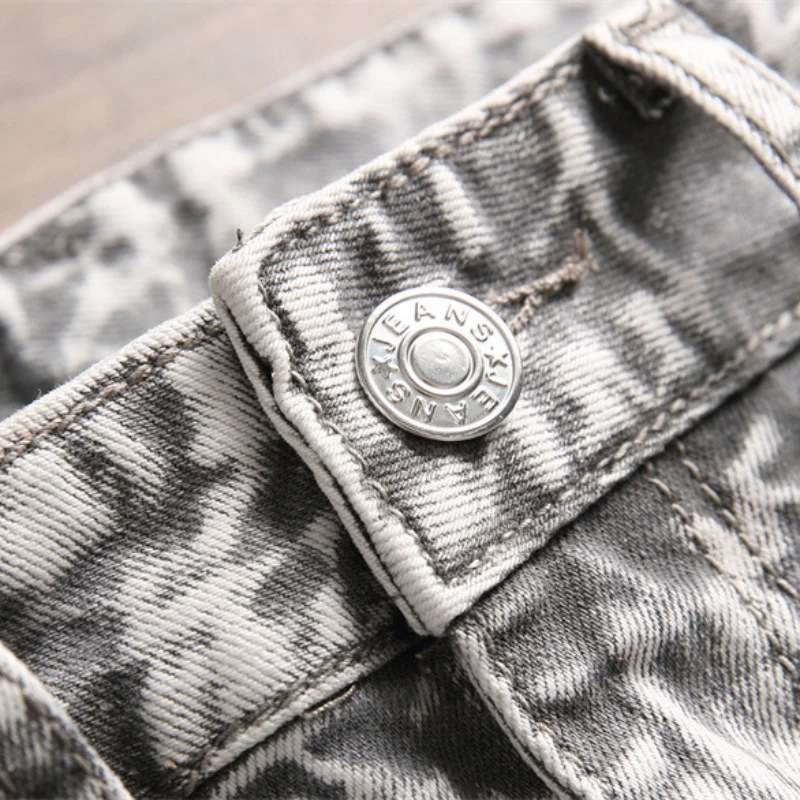 European Jean Letter Star Jean Men Embroidery Patchwork Ripped Jeans For Men Trend Brand Motorcycle Pant Mens Jean Skinny