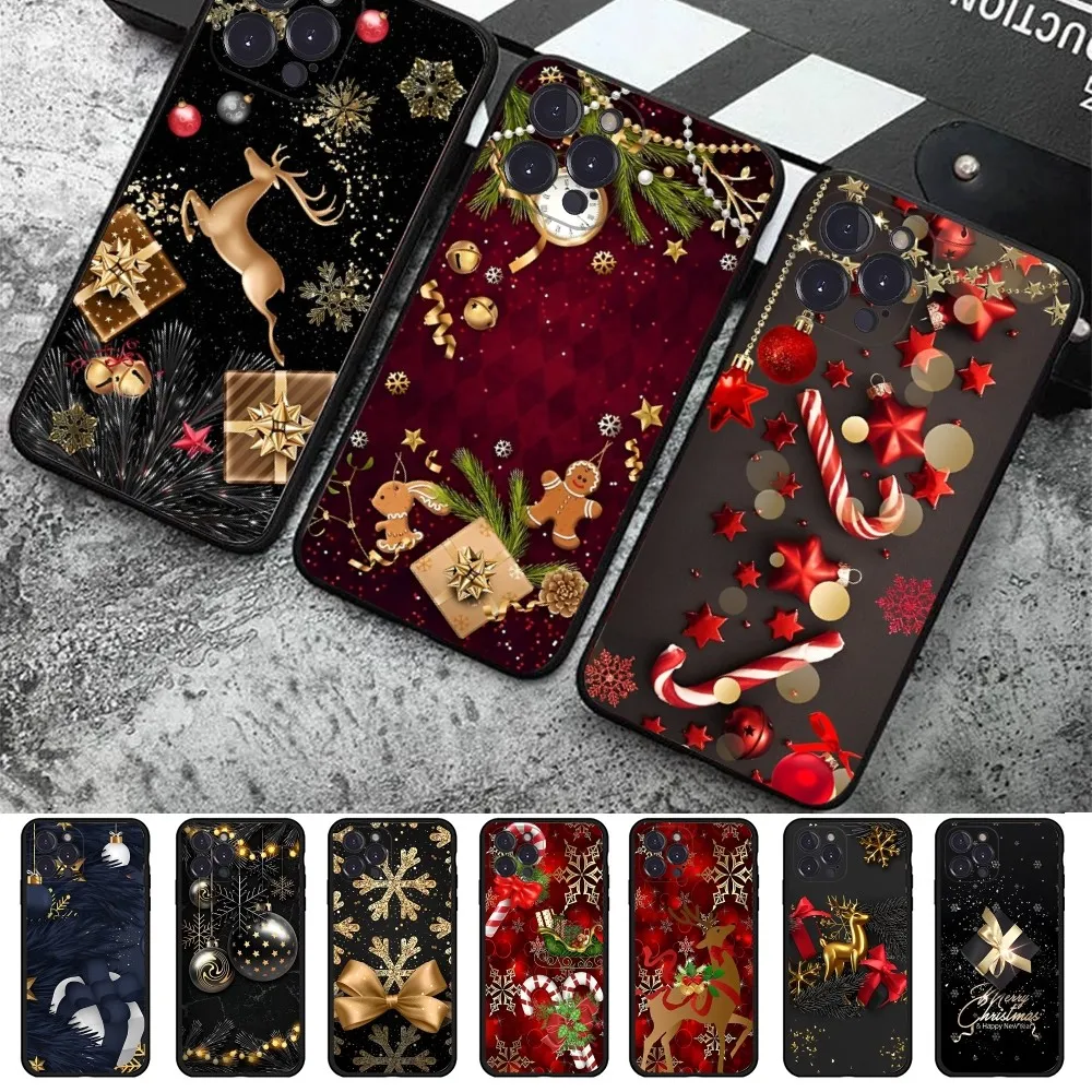 Рождественский новогодний чехол для телефона iPhone 14 13 12 Mini 11 ...