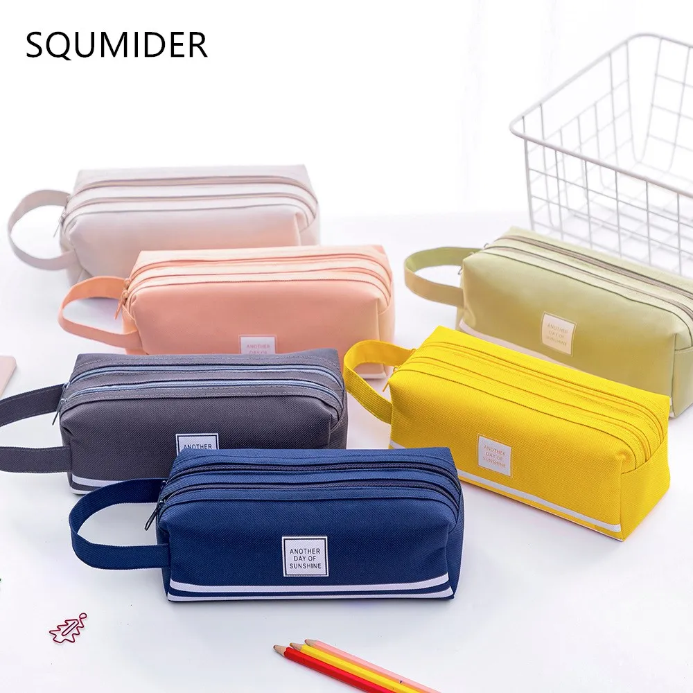 

Portable Canvas Pencil Case School Supplies Storage Bag Double Layer Pencil Bag Student Pen Bag Cute Pen Case Kid Stationery Bag