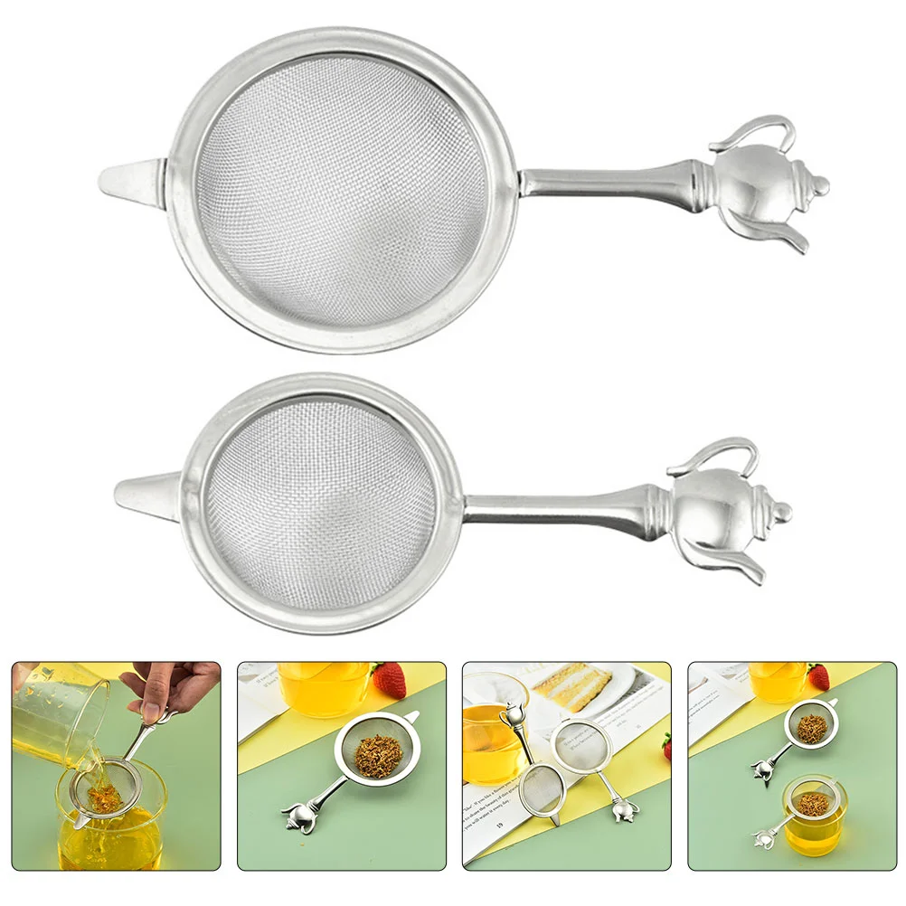 

2Pcs Practical Multipurpose Stainless Steel Tea Filters Mesh Strainers for Tea House