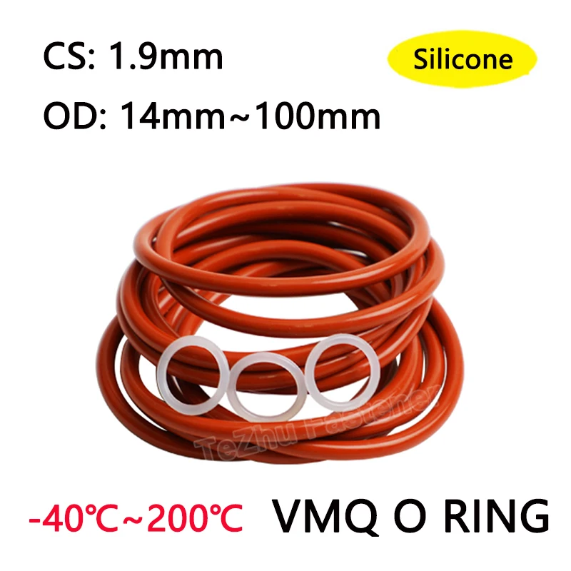 

Уплотнительное кольцо VMQ, 30 шт., красное/Белое уплотнительное кольцо, толщина CS 1,9 мм, внешний диаметр 14 мм-100 мм, силиконовое резиновое уплотн...