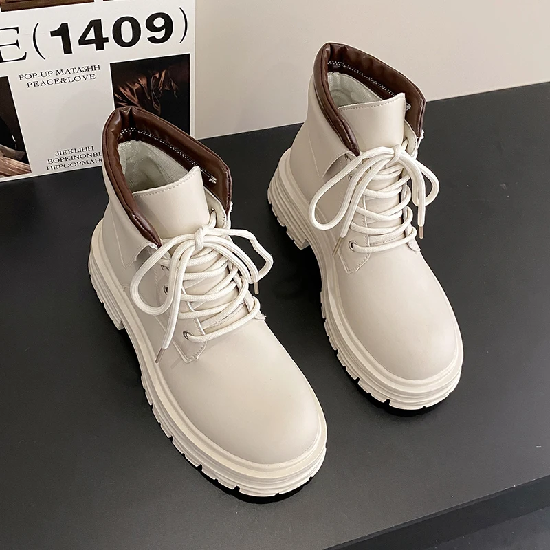 Women White Ankle Boots Motorcycle Boots Female Autumn Winter Shoes Woman Punk Botas Mujer 2022 Spring