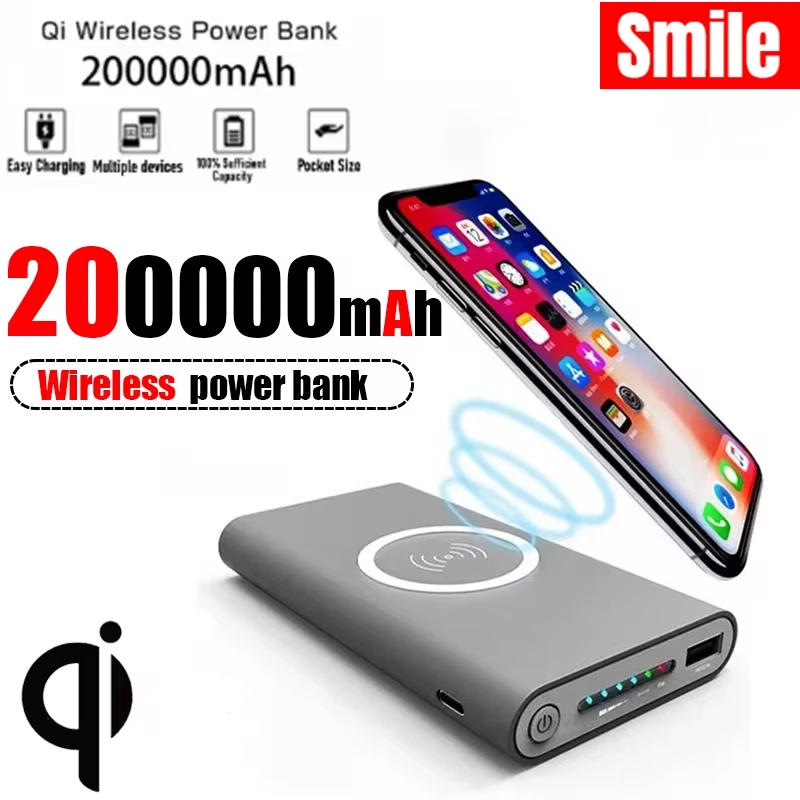 Портативное ультратонкое беспроводное зарядное устройство Power Bank 20000 мАч 2.1A Powerbank