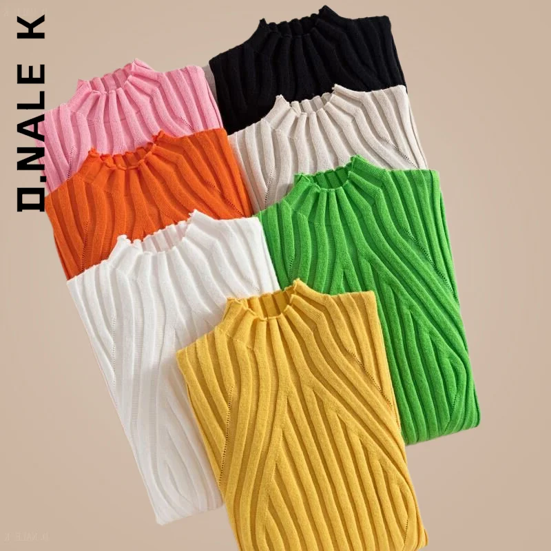 

Женский пуловер с длинным рукавом D.Nale K 2022, офисный джемпер, свитер, Осенний вязаный свитер, женские облегающие однотонные свитера, повседне...