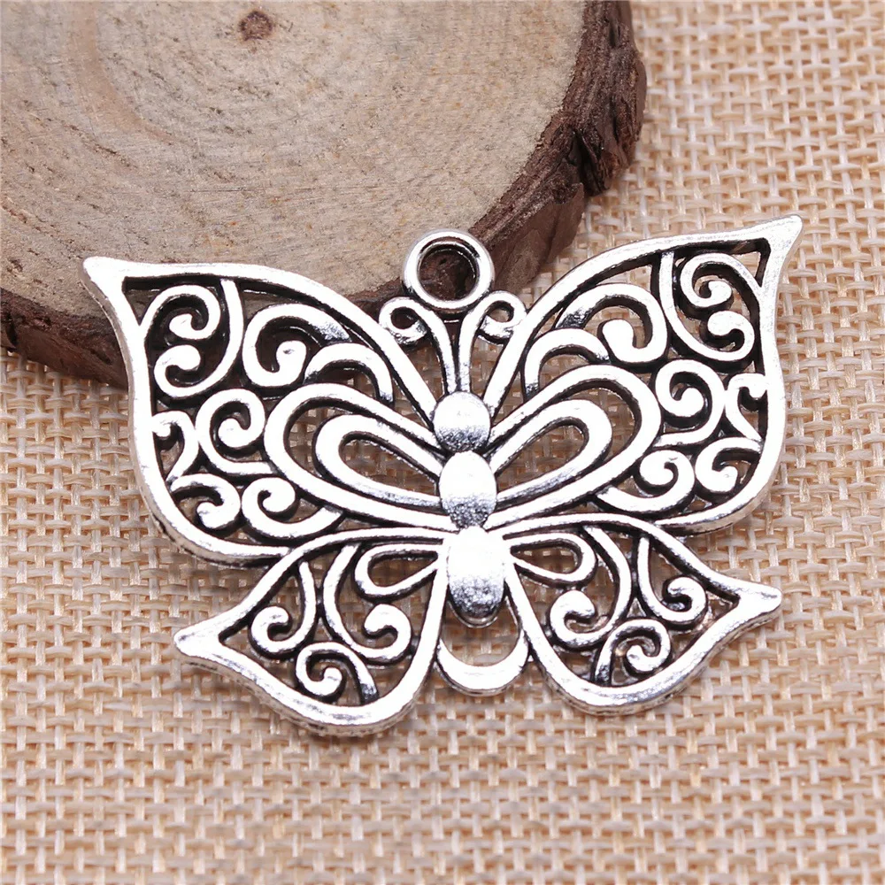 2Pcs 35x50mm Alloy Antique Silver Color Butterfly Charms Designer Charms for Jewelry Making DIY Jewelry Accessories Wholesale