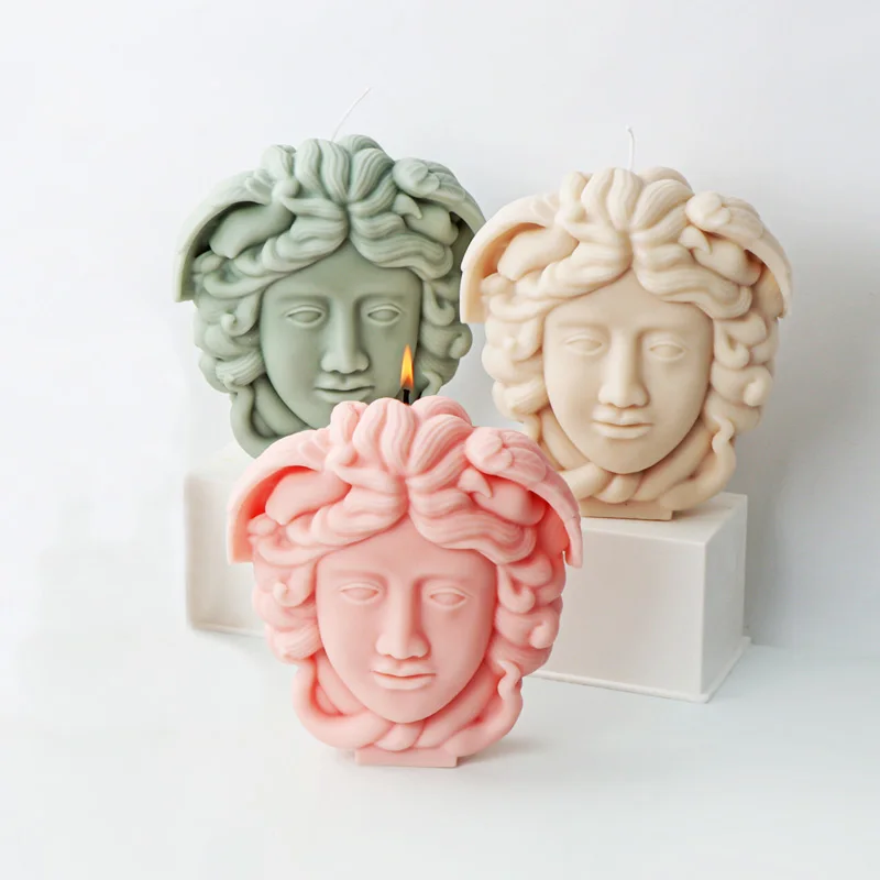 

Greek Goddess Sculpture Scented Candle Silicone Mold Medusa Head Mould