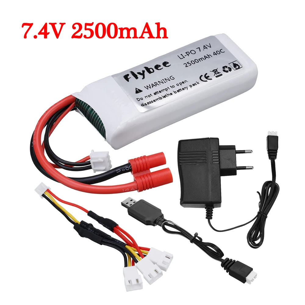 

Обновленный аккумулятор Lipo 2500 мАч 40C 7,4 В с зарядным устройством для Syma X8C X8W X8G X8 RC Quadcopter, запасные части, Аккумулятор 7,4 В для РУ дронов