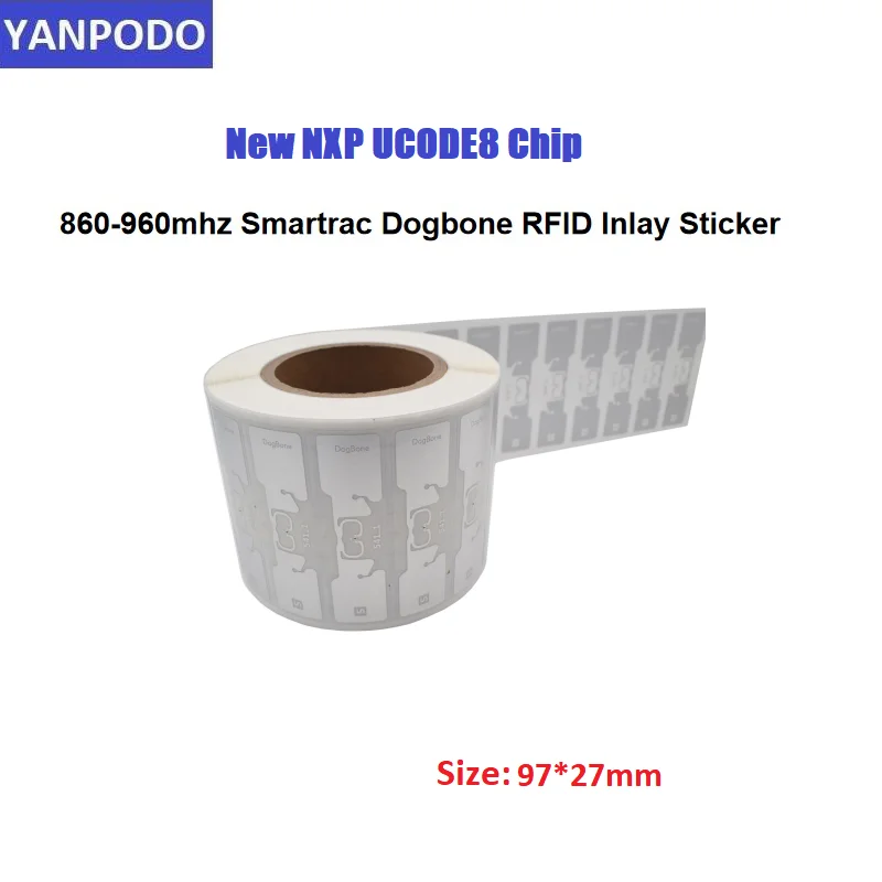 

Yanpodo UHF RFID smartrac dogbone inlay sticker tag impinj monza R6 chip 840-960mhz long range for marathon timing system