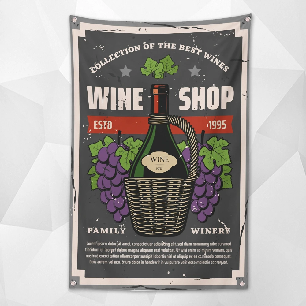 

WINE SHOP Vintage Beer Festival Banner Wall Hanging Bar Wine Cellar Cafe Parties Decoration Beerfest Poster Tapestry Painting